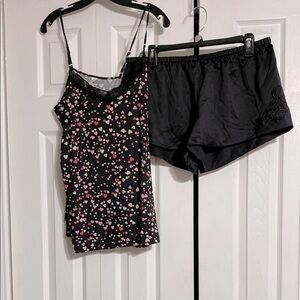 Flora heart tank & satin sleep lounge shorts size XL NWT